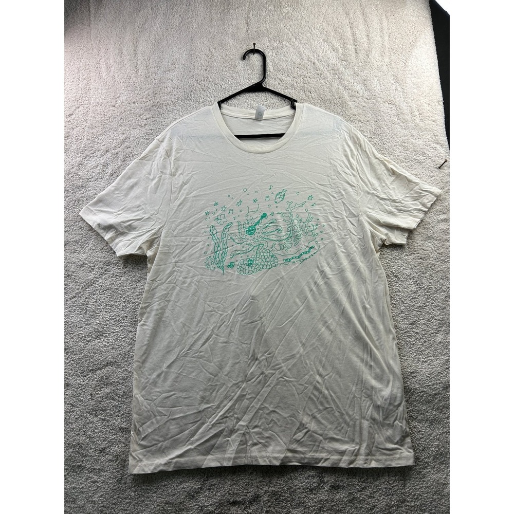 allmade Women's Top L White Organic Cotton Octopus Graphic Tee